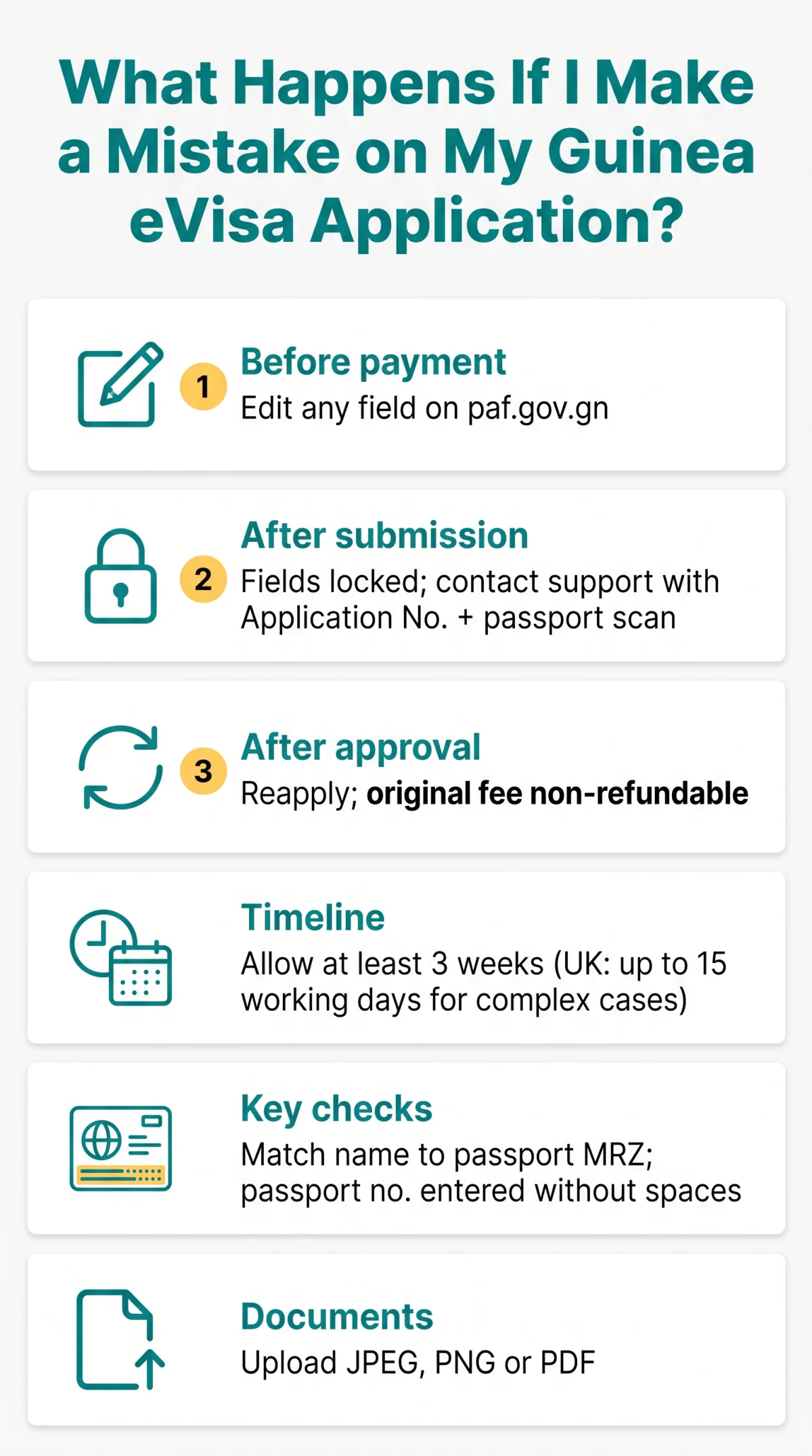 Infografika: What Happens If I&nbsp;Make a&nbsp;Mistake on My Guinea eVisa Application?